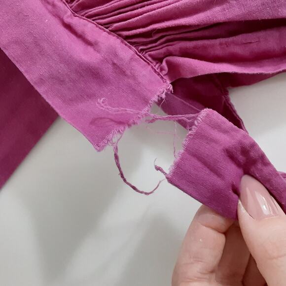 Vintage Girls Prairie Twirl Dress Pinafore Purple Tie Waist Collared Pinnie - Picture 11 of 16